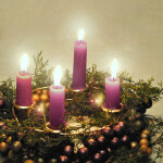 Advent wreath with lighted candles